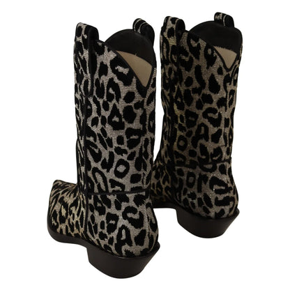 Stunning Dolce Gabbana Leopard Calf Boots Mid Chic Glamour &