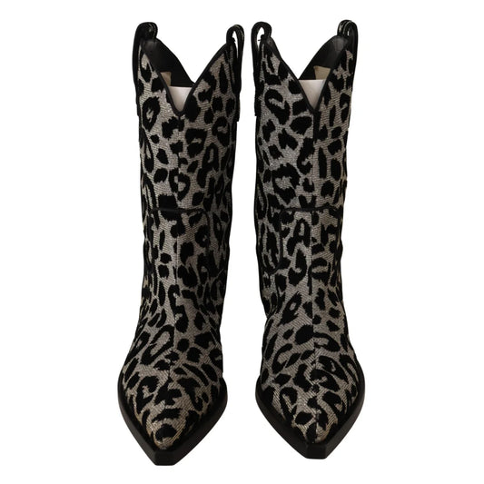 Stunning Dolce Gabbana Leopard Calf Boots Mid Chic Glamour &