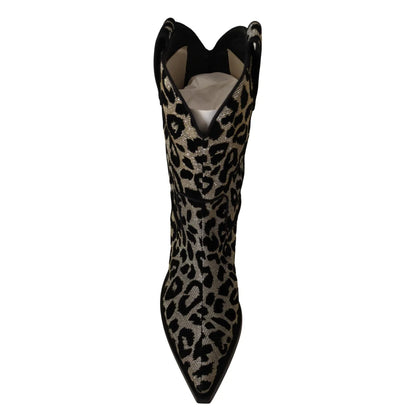 Stunning Dolce Gabbana Leopard Calf Boots Mid Chic Glamour &