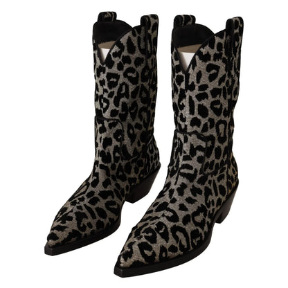 Stunning Dolce Gabbana Leopard Calf Boots Mid Chic Glamour &