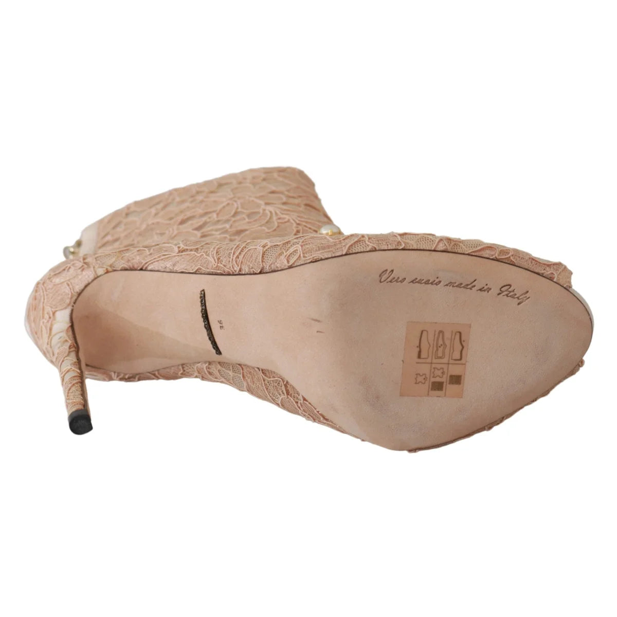 Stunning Dolce Gabbana Light Pink Floral Lace Crystal Booties &