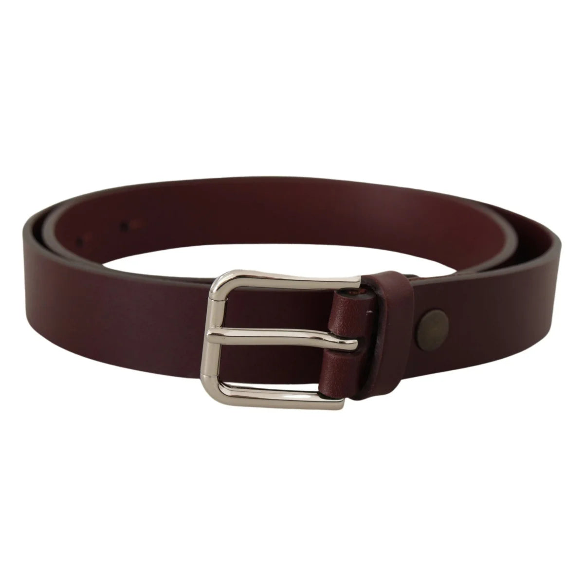 Stunning Dolce Gabbana Maroon Leather Belt Bold Metal Buckle &