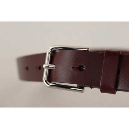 Stunning Dolce Gabbana Maroon Leather Belt Bold Metal Buckle &