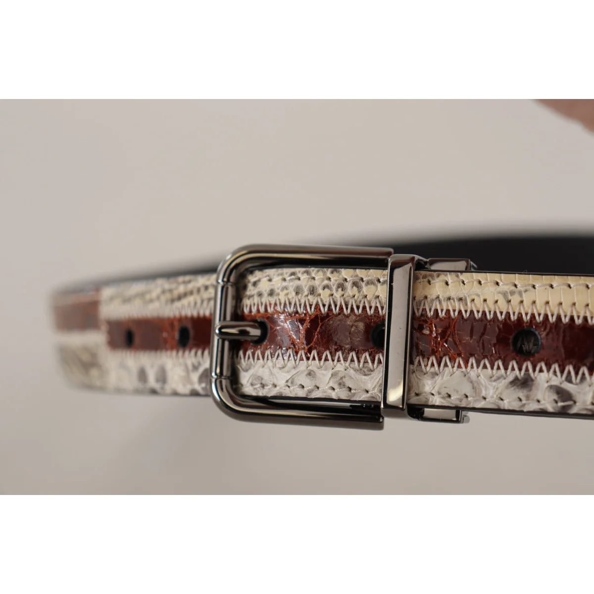 Stunning Dolce & Gabbana Multicolor Patchwork Phyton Snakeskin Belt
