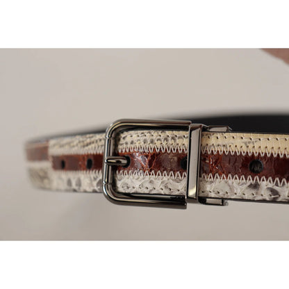Stunning Dolce & Gabbana Multicolor Patchwork Phyton Snakeskin Belt