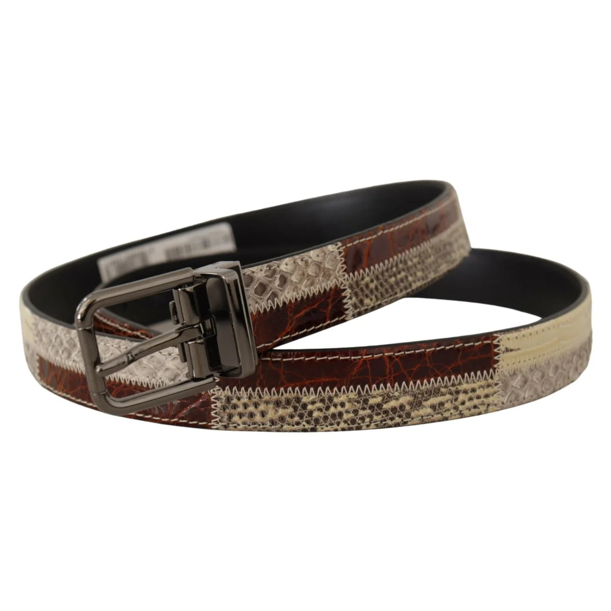 Stunning Dolce & Gabbana Multicolor Patchwork Phyton Snakeskin Belt