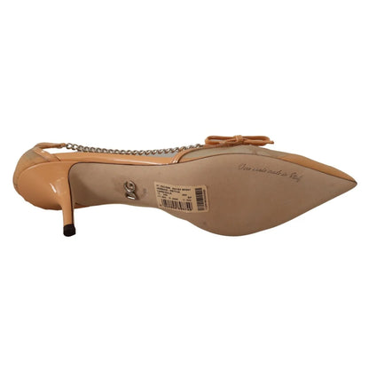 Stunning Dolce Gabbana Peach Mesh Pumps with Silver Chain Detail &