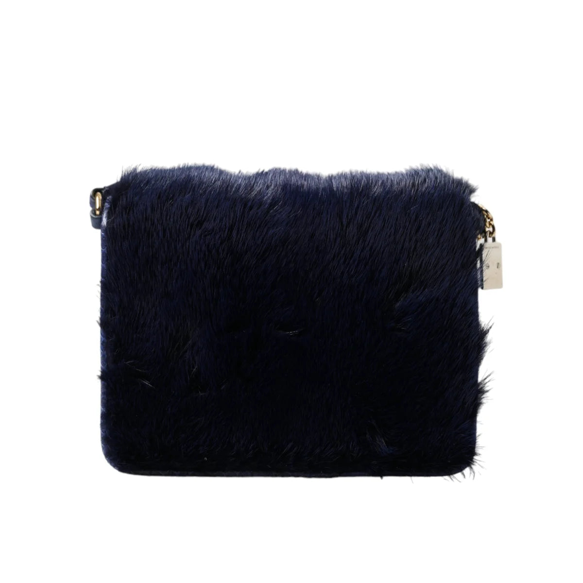 Stunning Dolce Gabbana Shoulder Bag in Mink Fur Dark Blue Glamour &