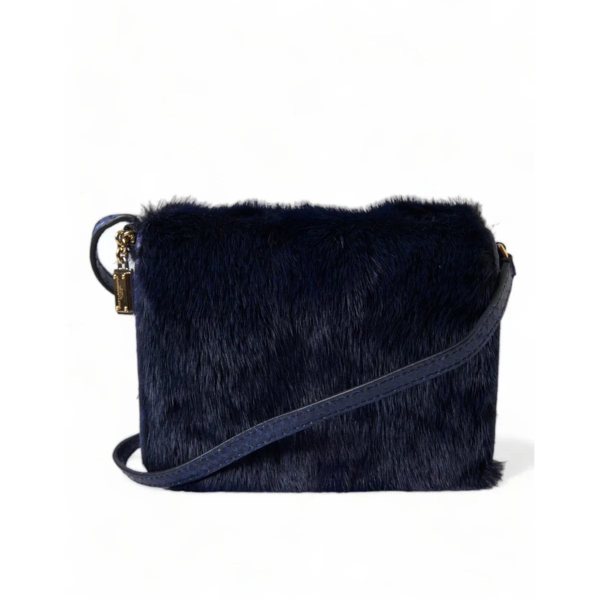 Stunning Dolce Gabbana Shoulder Bag in Mink Fur Dark Blue Glamour &
