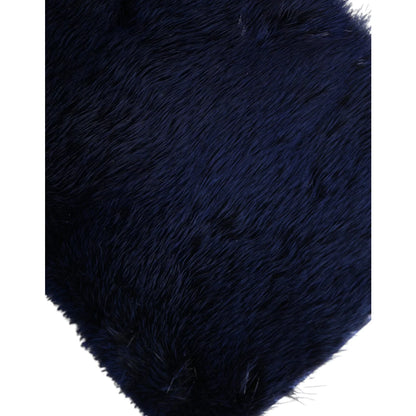 Stunning Dolce Gabbana Shoulder Bag in Mink Fur Dark Blue Glamour &