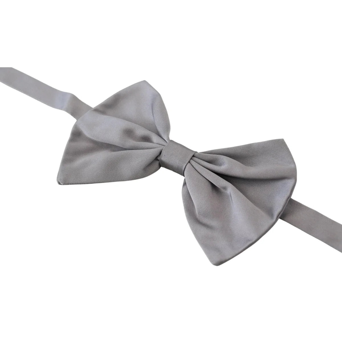 Stunning Dolce Gabbana Silver Gray Silk Bow Tie With Metal Hook Clasp &