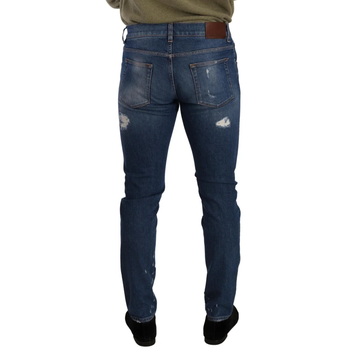 Stunning Dolce Gabbana Slim Blue Wash Denim Jeans Logo Details Fit &