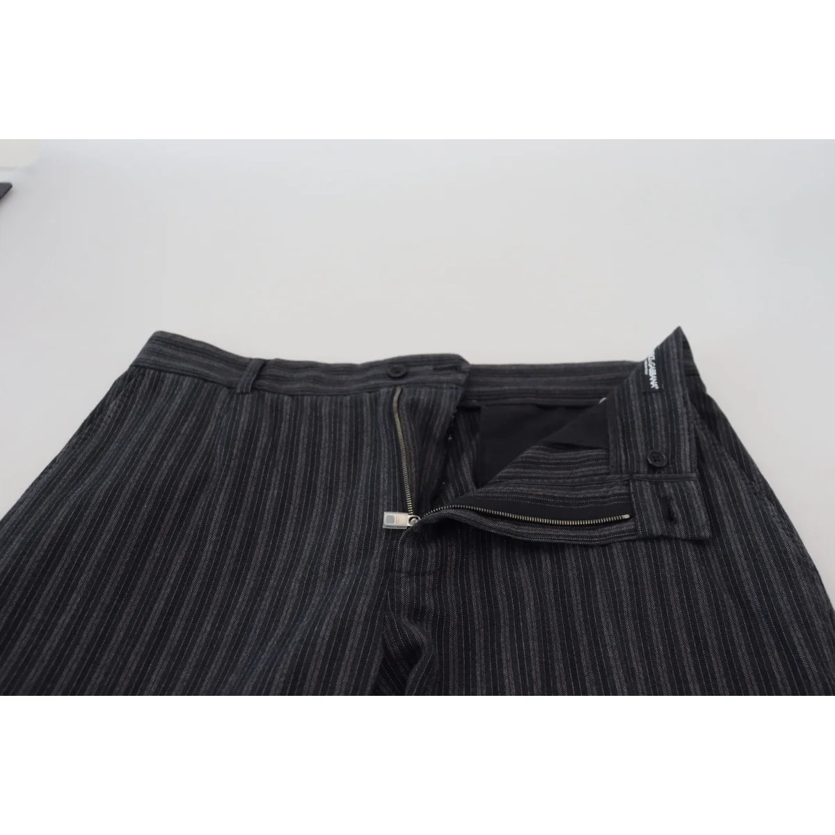 Stunning Dolce & Gabbana Virgin Wool Chino Dress Pants Dark Gray Stripes