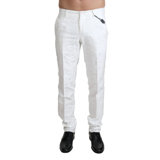 Stunning Dolce & Gabbana White Brocade Dress Pants