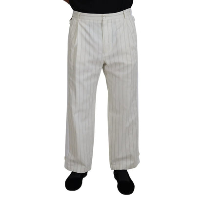 Stunning Dolce Gabbana White Striped Mainline Trousers &