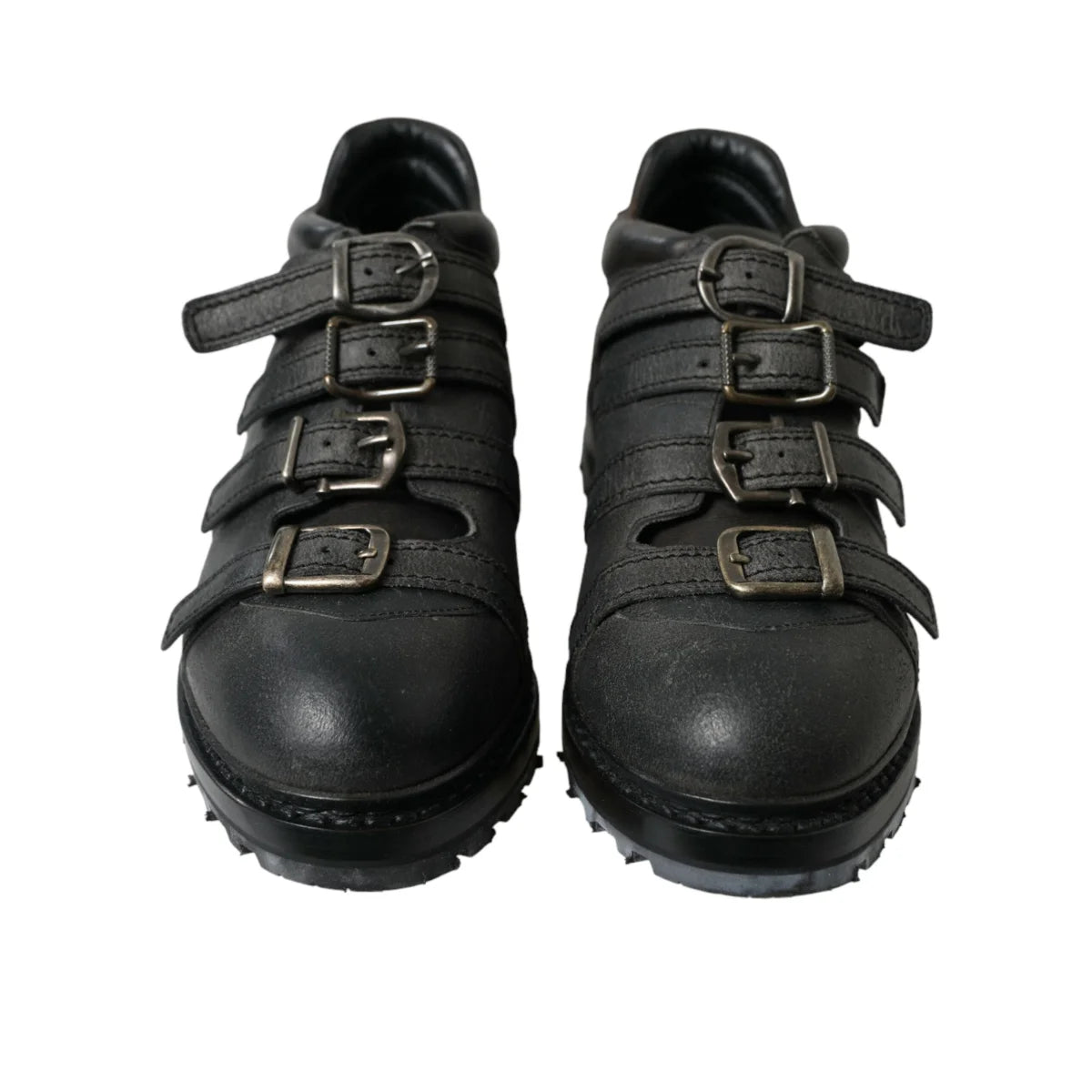 Stunning Gabbana Black Leather Ankle Strap Boots Dolce &