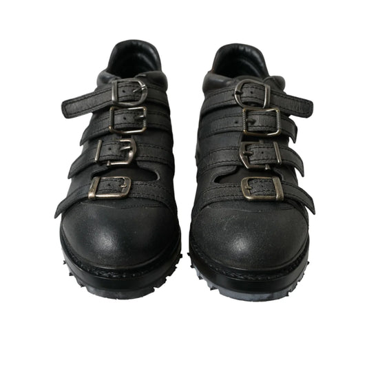 Stunning Gabbana Black Leather Ankle Strap Boots Dolce &