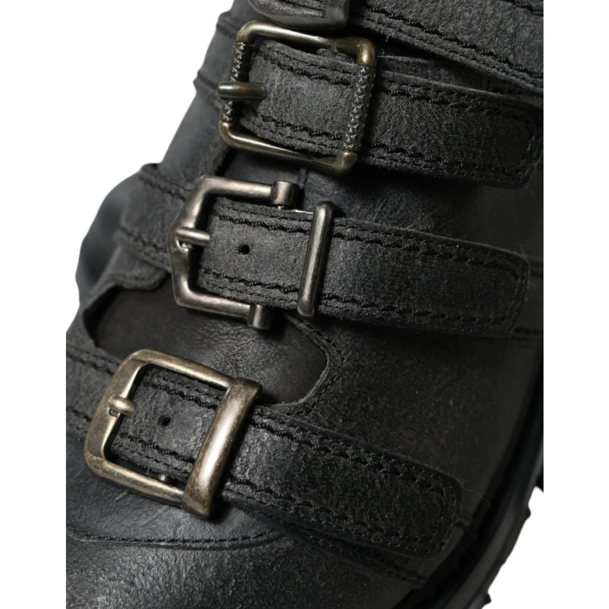 Stunning Gabbana Black Leather Ankle Strap Boots Dolce &