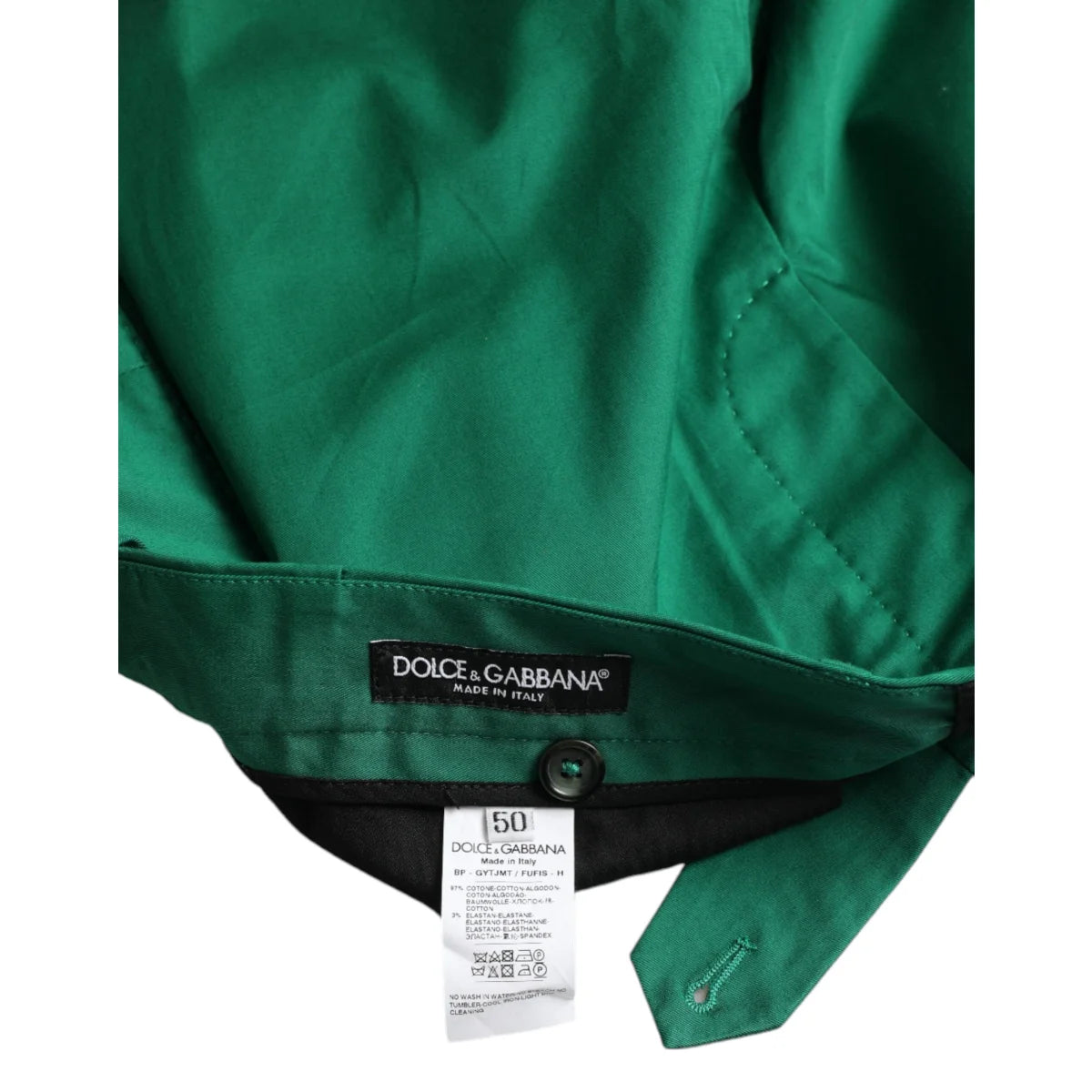 Stunning Gabbana Deep Green Bermuda Dress Shorts with Button Closure Dolce &