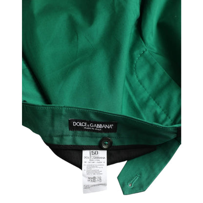 Stunning Gabbana Deep Green Bermuda Dress Shorts with Button Closure Dolce &