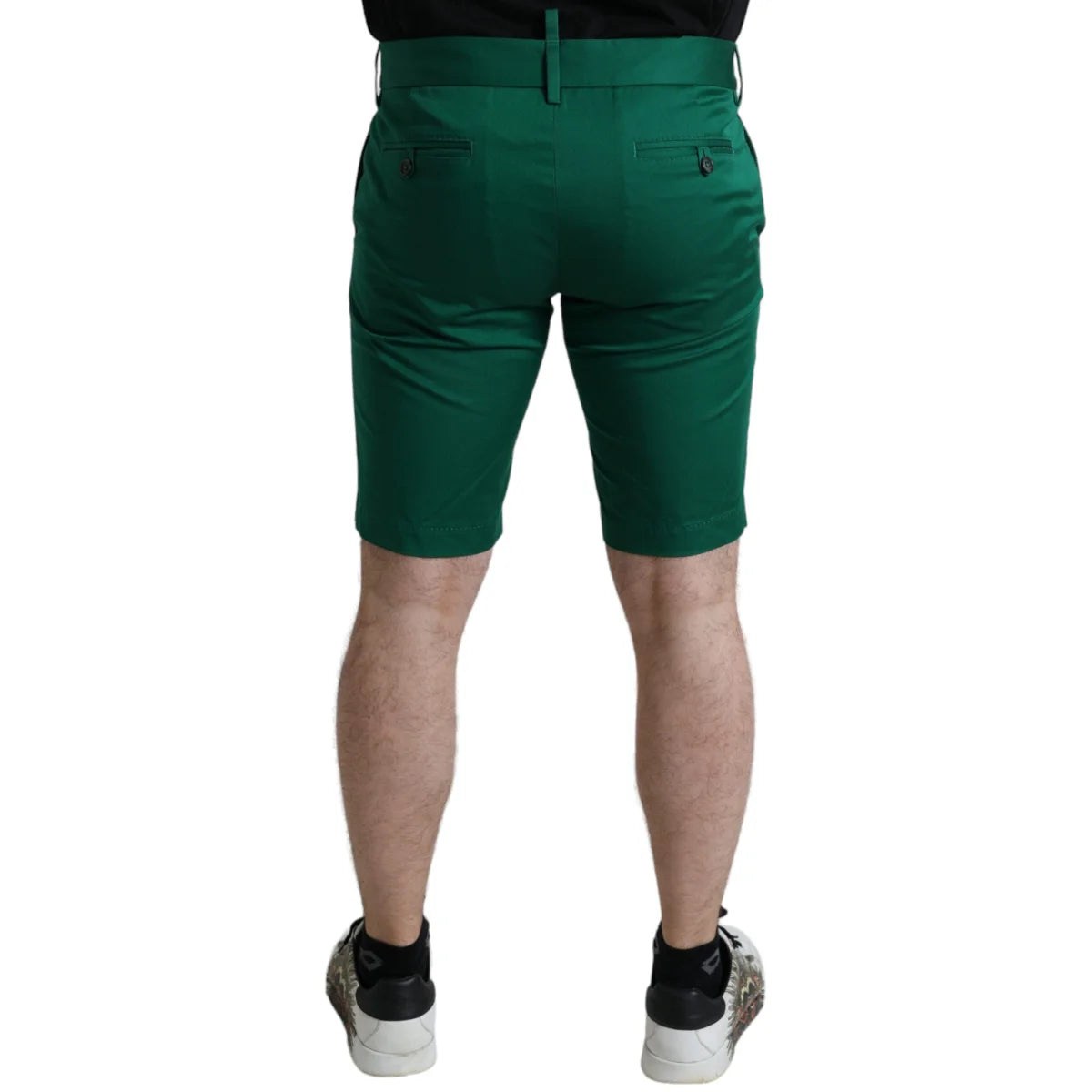 Stunning Gabbana Deep Green Bermuda Dress Shorts with Button Closure Dolce &