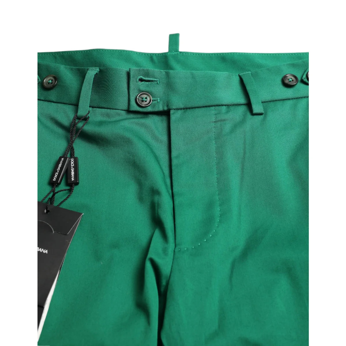 Stunning Gabbana Deep Green Bermuda Dress Shorts with Button Closure Dolce &