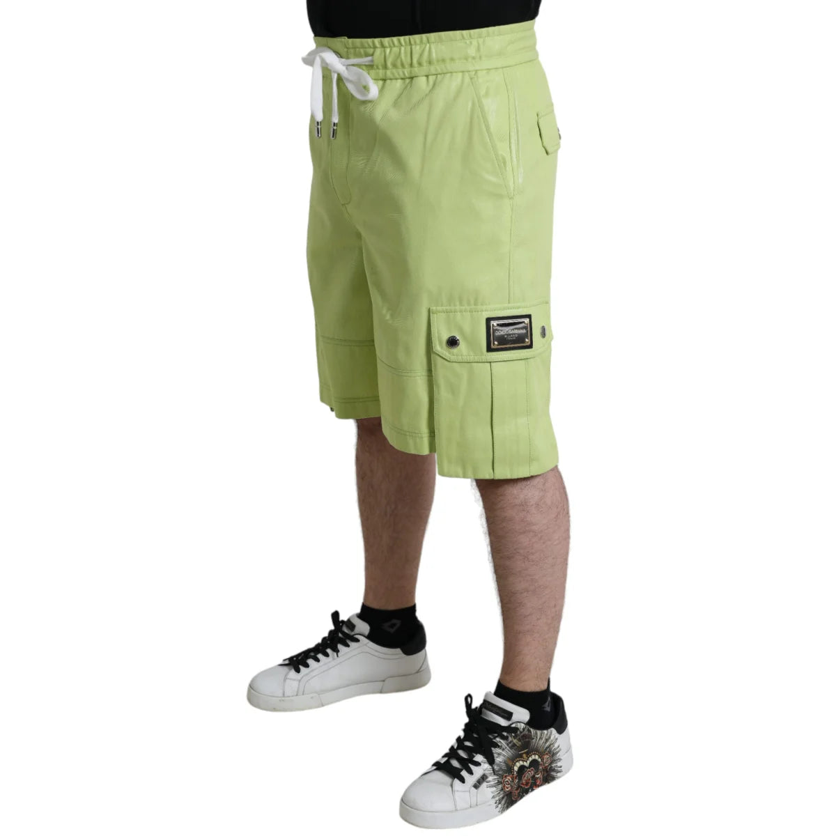 Stunning Gabbana Light Green Drawstring Closure Bermuda Cargo Shorts Dolce &