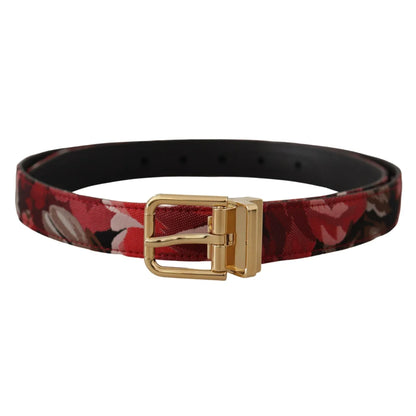 Stunning Gabbana Red Dress Belt Multicolor Leather Gold Tone Buckle Dolce &