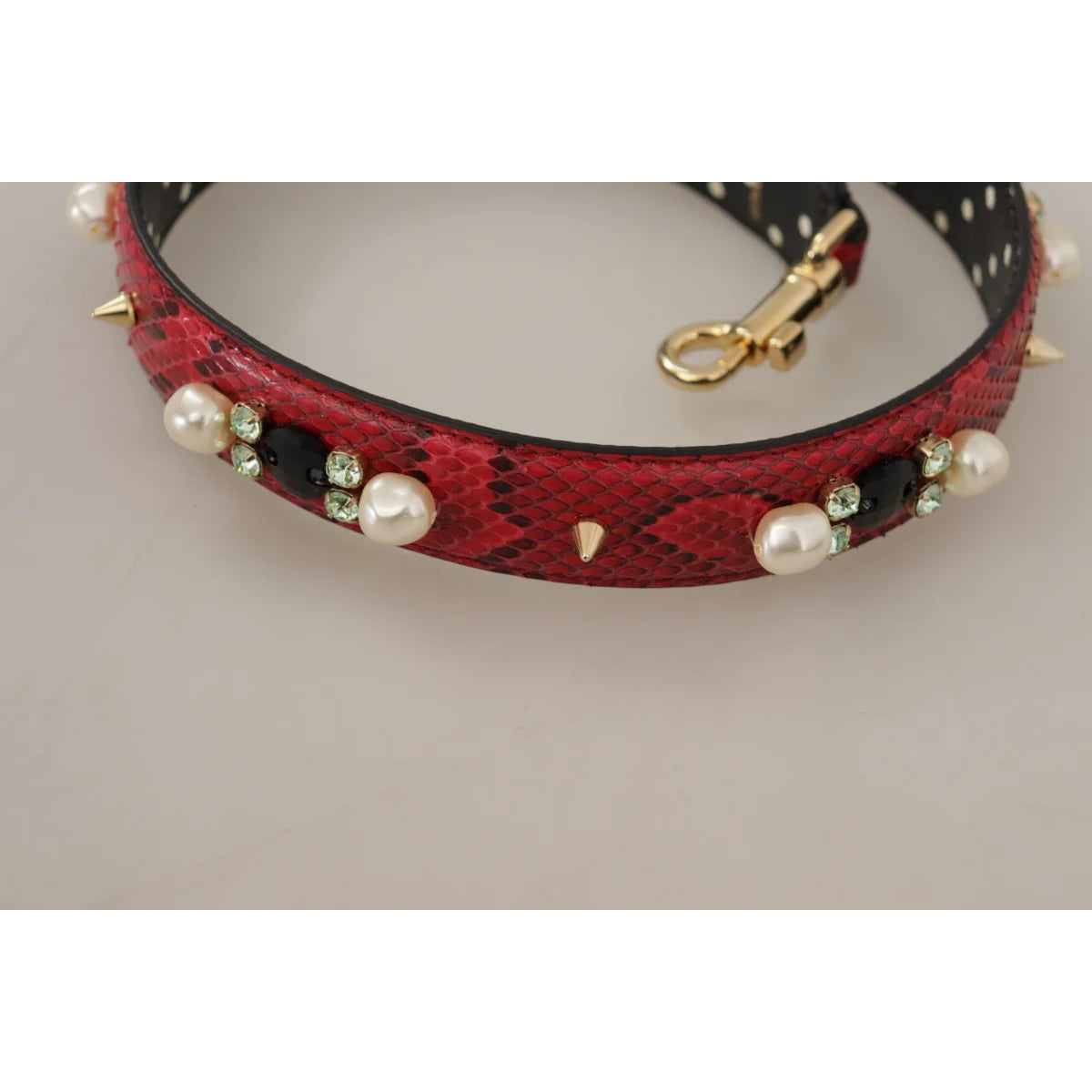 Stunning Gabbana Red Python Leather Shoulder Strap Dolce &