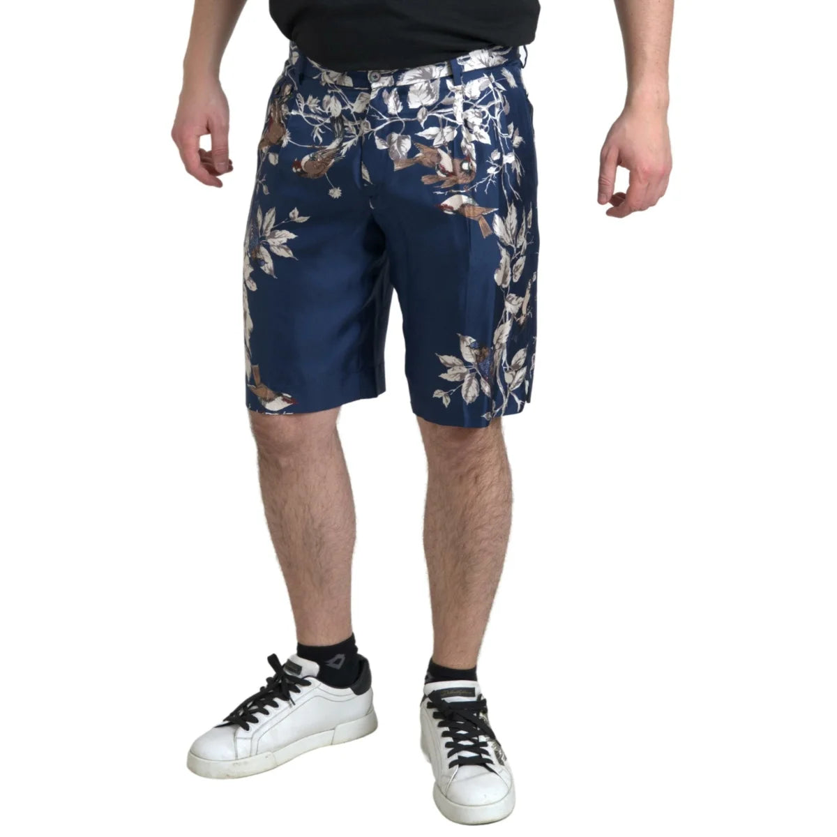 Stunning Gabbana Silk Bermuda Shorts in Floral Print with Button Closure Dolce &