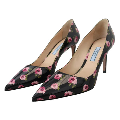 Stunning Prada Pink Floral Heels in Vibrant Print