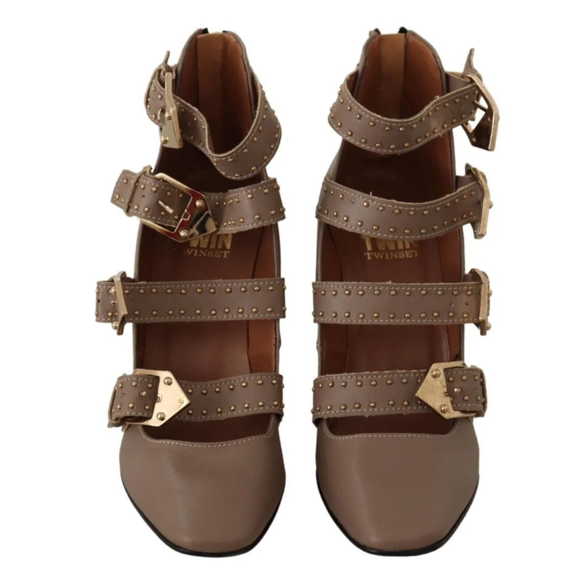 Stunning MY TWIN Twin Leather Pumps with Multi Buckle Heels