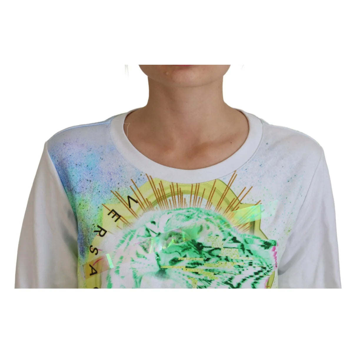 Stunning Versace Jeans White Graphic Print Dress Sweater