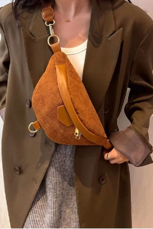 Trendsi Bags Crossbody - Stylish Corduroy Bag with Adjustable Removable Strap