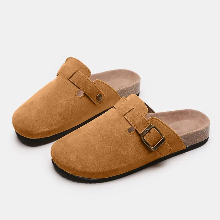 Trendy Suede Closed Toe Buckle Slide in Euro Sizes for Perfect Foot Length Shoes Sneakers Trendsi