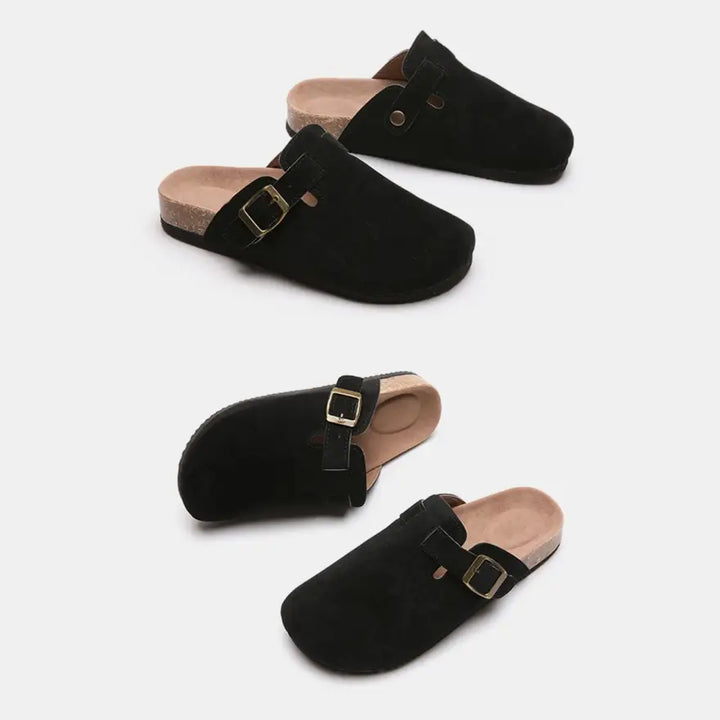 Trendy Suede Closed Toe Buckle Slide in Euro Sizes for Perfect Foot Length Shoes Sneakers Trendsi