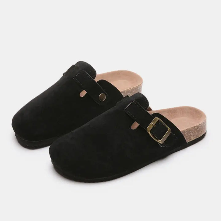 Trendy Suede Closed Toe Buckle Slide in Euro Sizes for Perfect Foot Length Shoes Sneakers Trendsi