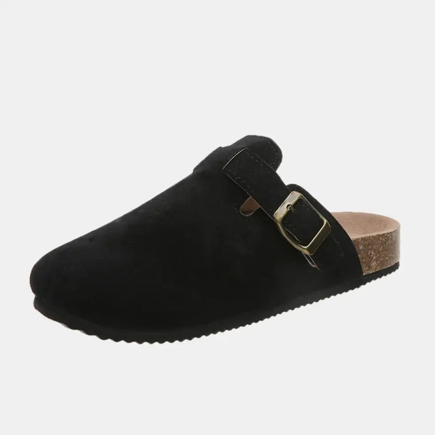 Trendy Suede Closed Toe Buckle Slide in Euro Sizes for Perfect Foot Length Shoes Sneakers Trendsi