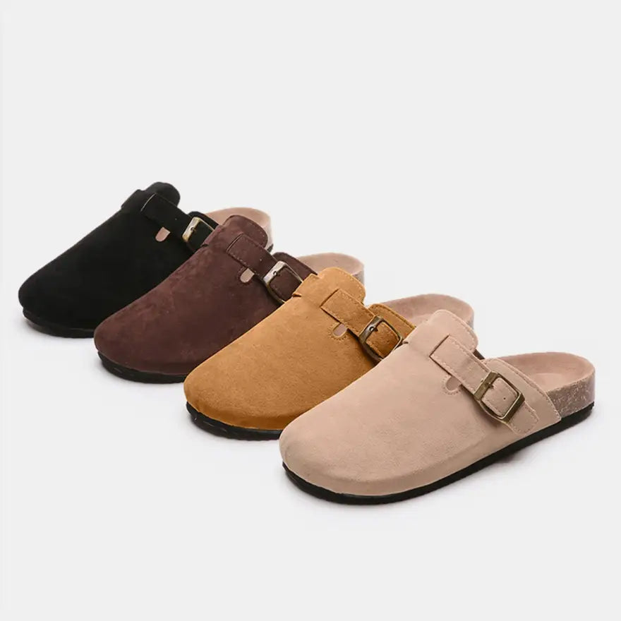 Trendy Suede Closed Toe Buckle Slide in Euro Sizes for Perfect Foot Length Shoes Sneakers Trendsi