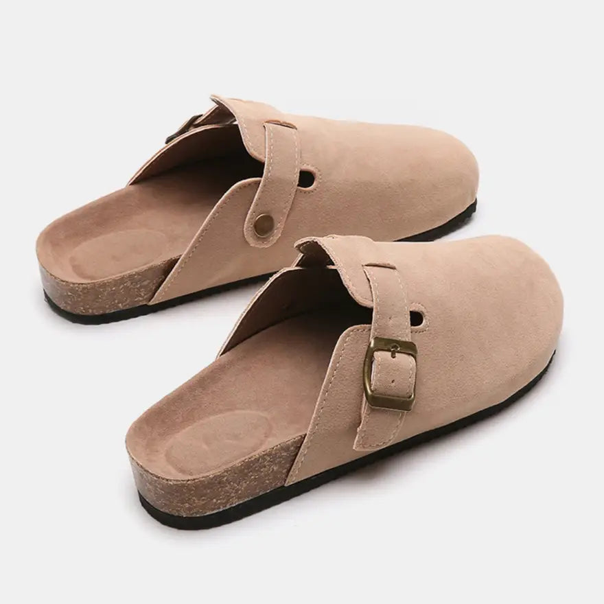 Trendy Suede Closed Toe Buckle Slide in Euro Sizes for Perfect Foot Length Shoes Sneakers Trendsi