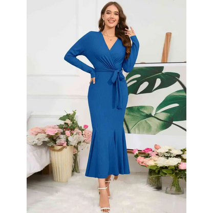 Elevate Your Style with the Surplice Neck Tie Waist Dress Clothing Tops Trendsi