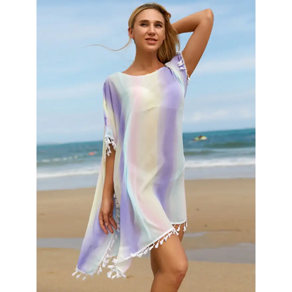 Tassel Sheer Boat Neck Top Trendsi