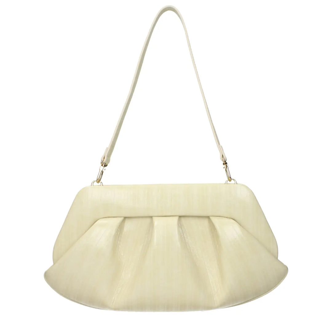Themoirè Beige Leather Clutch Bag
