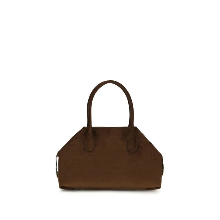 Themoirè Brown Suede Leather Handbag