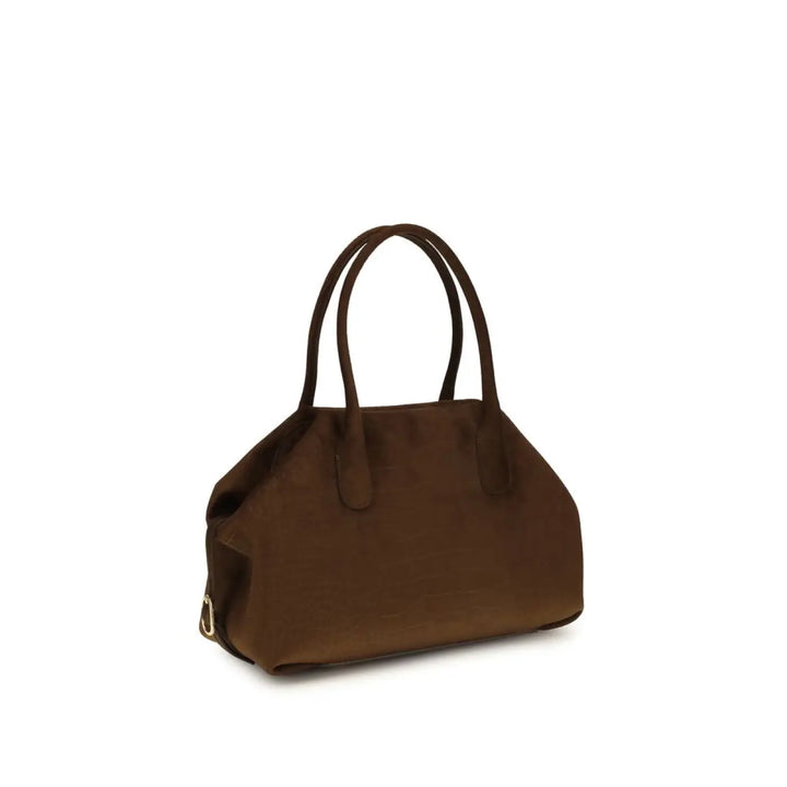 Themoirè Brown Suede Leather Handbag