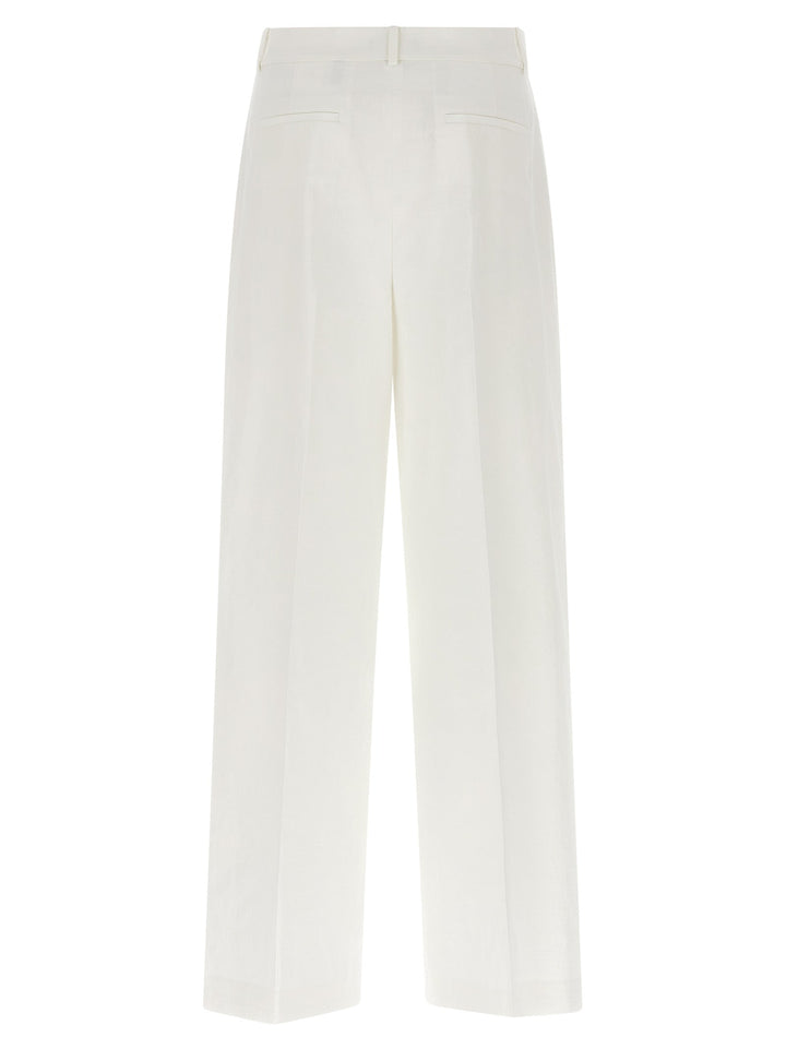 Theory White Linen Casual Pants