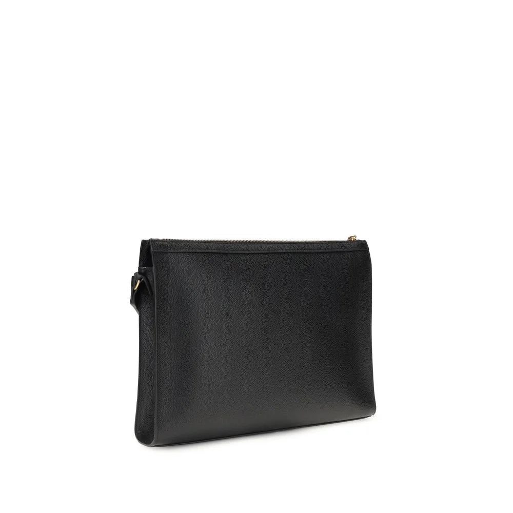 Thom Browne Black Calf Leather Bos Taurus Clutch Bag