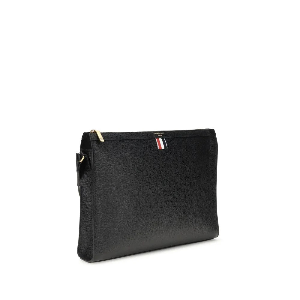 Thom Browne Black Calf Leather Bos Taurus Clutch Bag