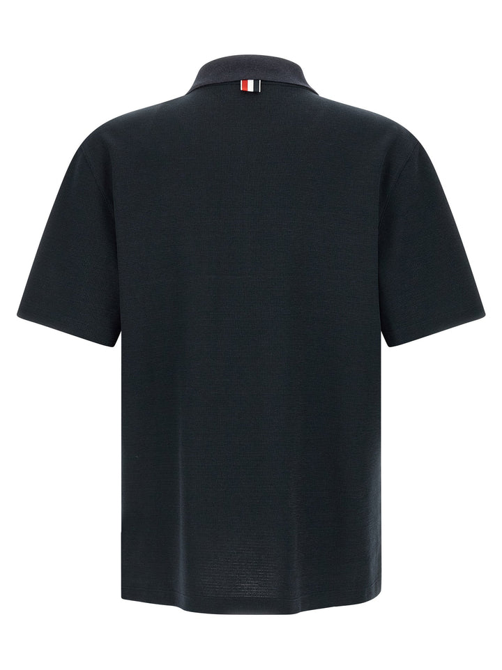 Thom Browne Blue Cotton Polo Shirt