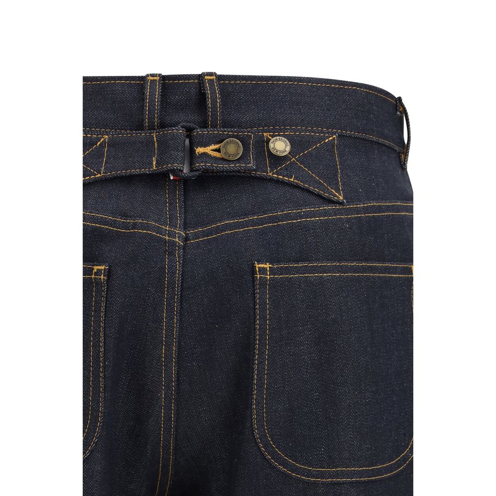 Thom Browne Blue Cotton Straight-leg Jeans